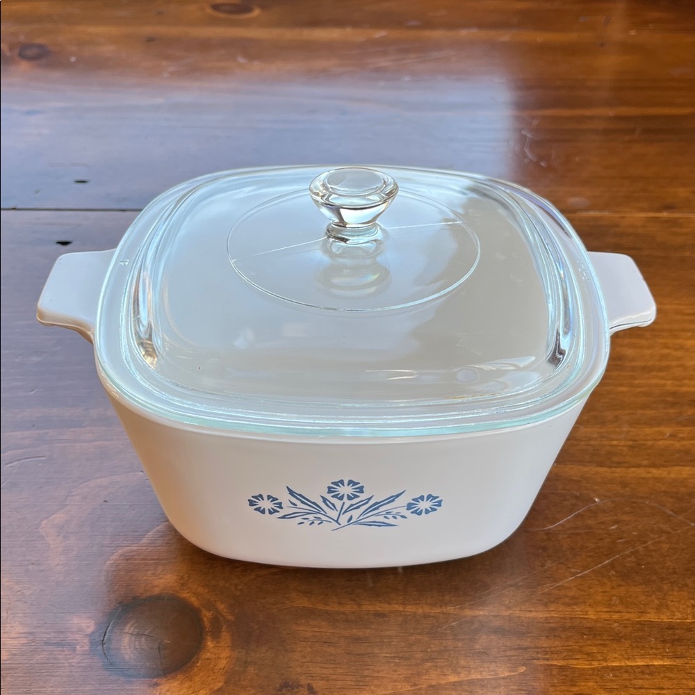 Corningware Casserole Dish P-1 3/4-B & Glass Lid 1.75 Qt Blue Cornflower